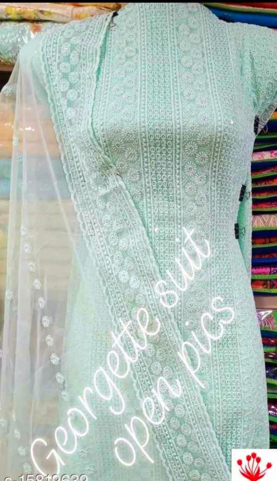 Unstitched Georgette Salwar Suit Material Embroidered