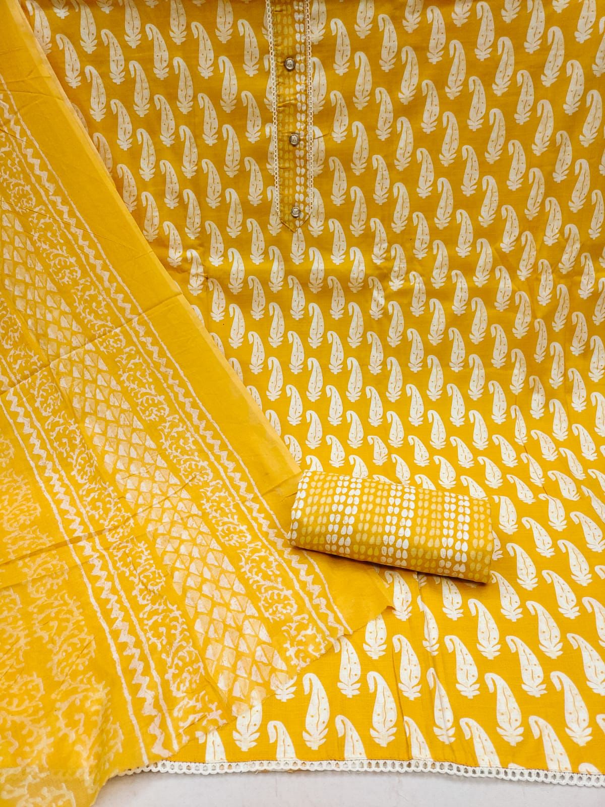 Pure Jaipuri Suit with Mul Cotton Dupatta