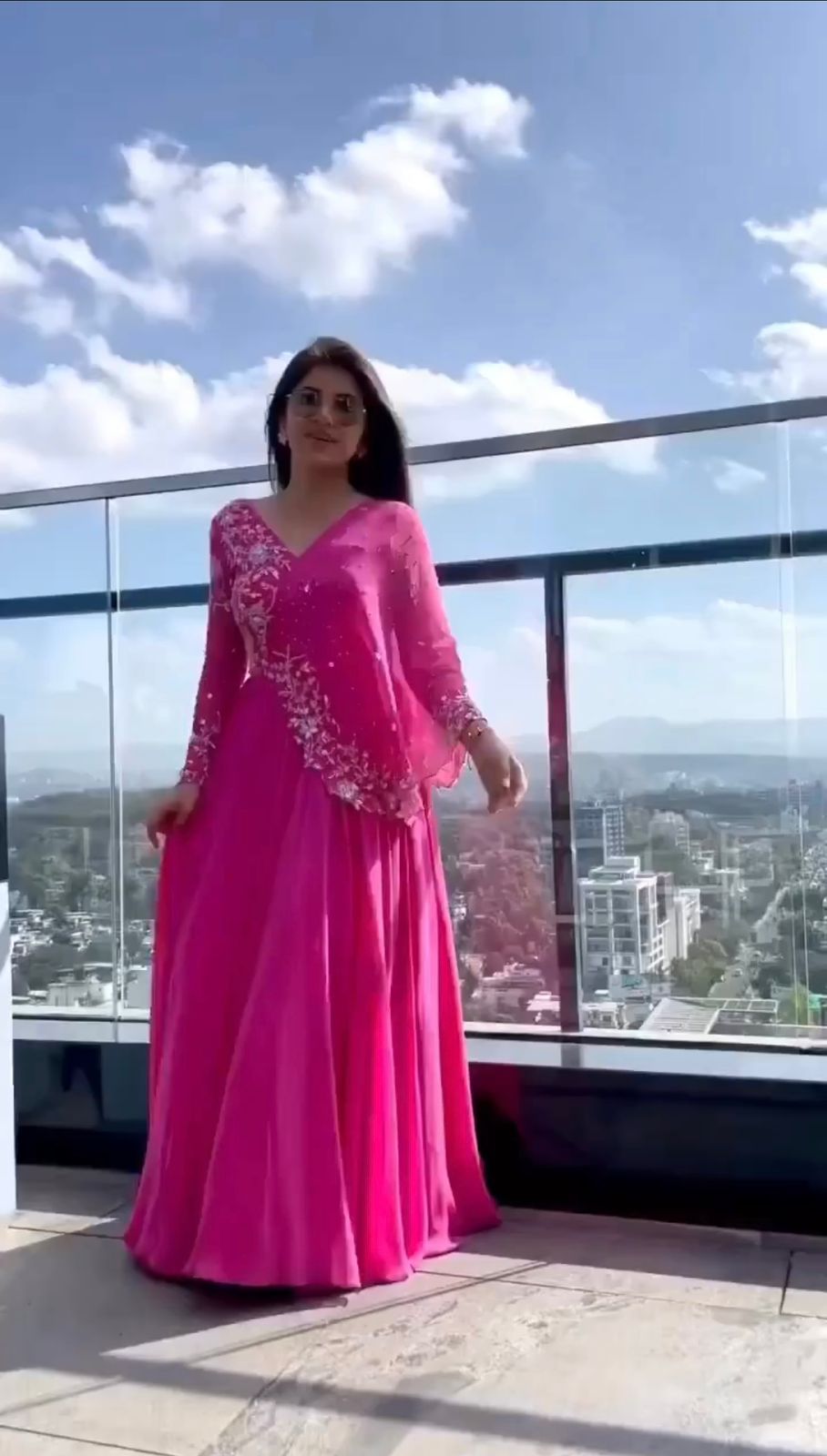 Pink georgette embroidery indian party gown with dupatta - maxi gown , Pink georgette embroidery indian party gown with dupatta - maxi gown ,