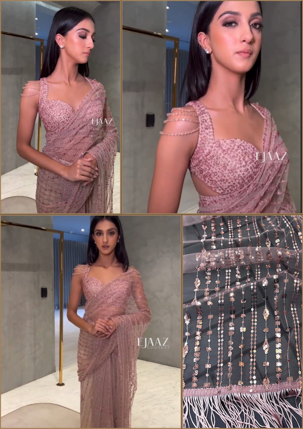 New Exclusive party wear outfit sequence work Faux Georgette saree sequence Embroidery , sequence work Unstiched blouse, stiching available