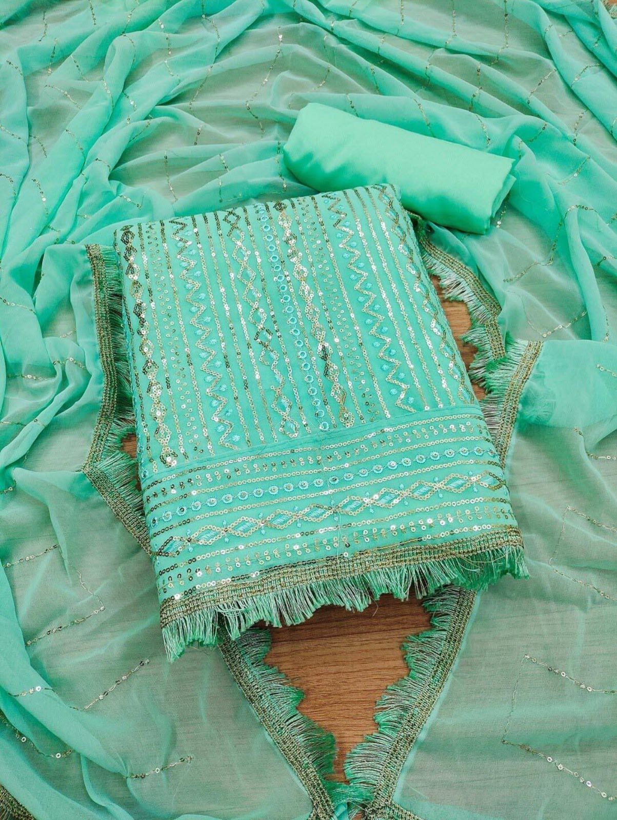 Georgette Salwar Suit Material Embellished