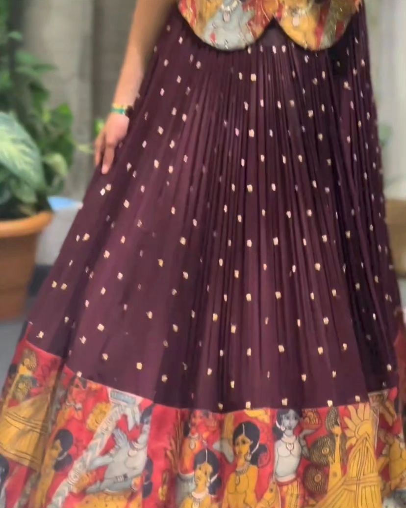 Edathal Star Collection's Party Wear Georgette Sequence Work Skirt With Top And Belt