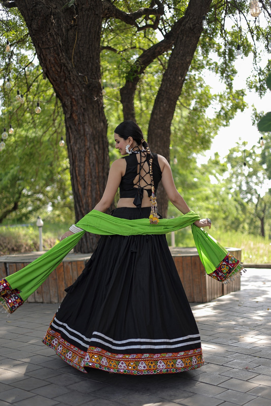 Indian Traditional Skirt-Navratri Special Ghagra-Ras Garba Costume-Boho Gypsy Skirt-Vintage Plain Cotton Skirt-Women's Fashion Wear-Gift