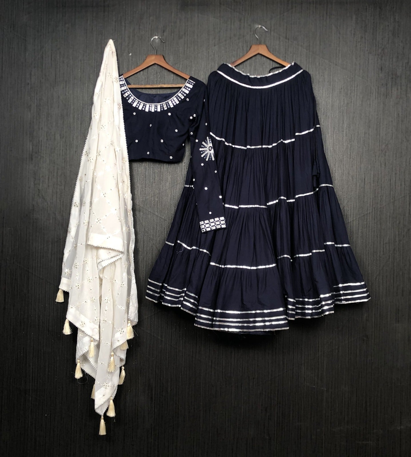 Indian Traditional Navratri Lehenga Choli For Women Gotta-Patti work Lengha Choli Navratri Garba Chaniya Choli Gujarati Garba Choli.