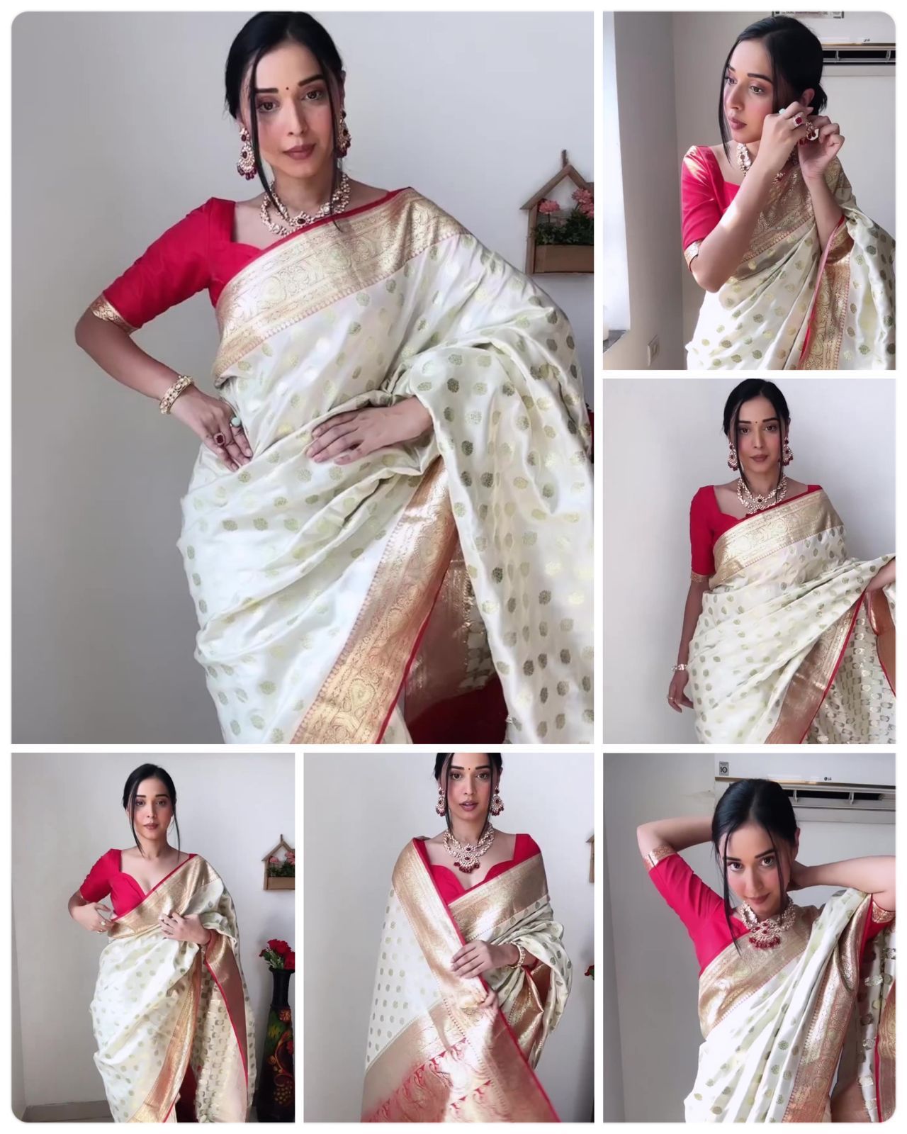 white Special White Weaving Work Saree