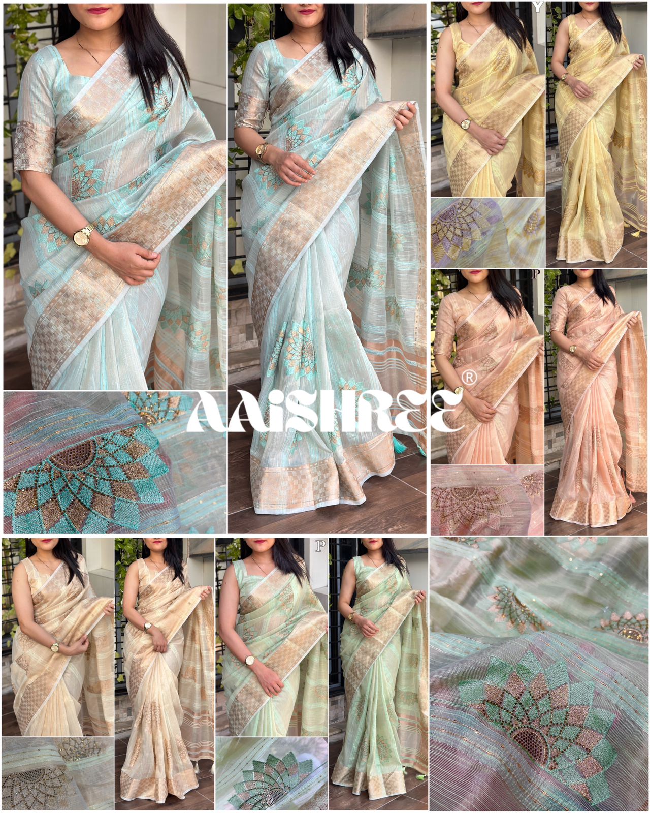 Exquisite Organza Linen Jacquard Saree