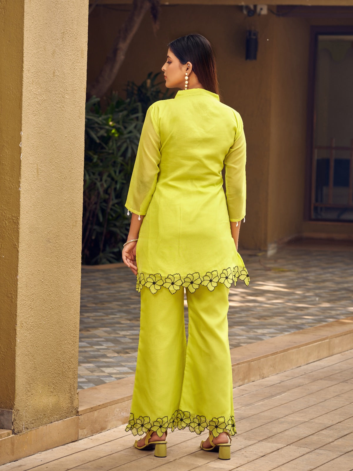 Elevate Your Style with Our Parrot Green Embroidered Co-ord Set