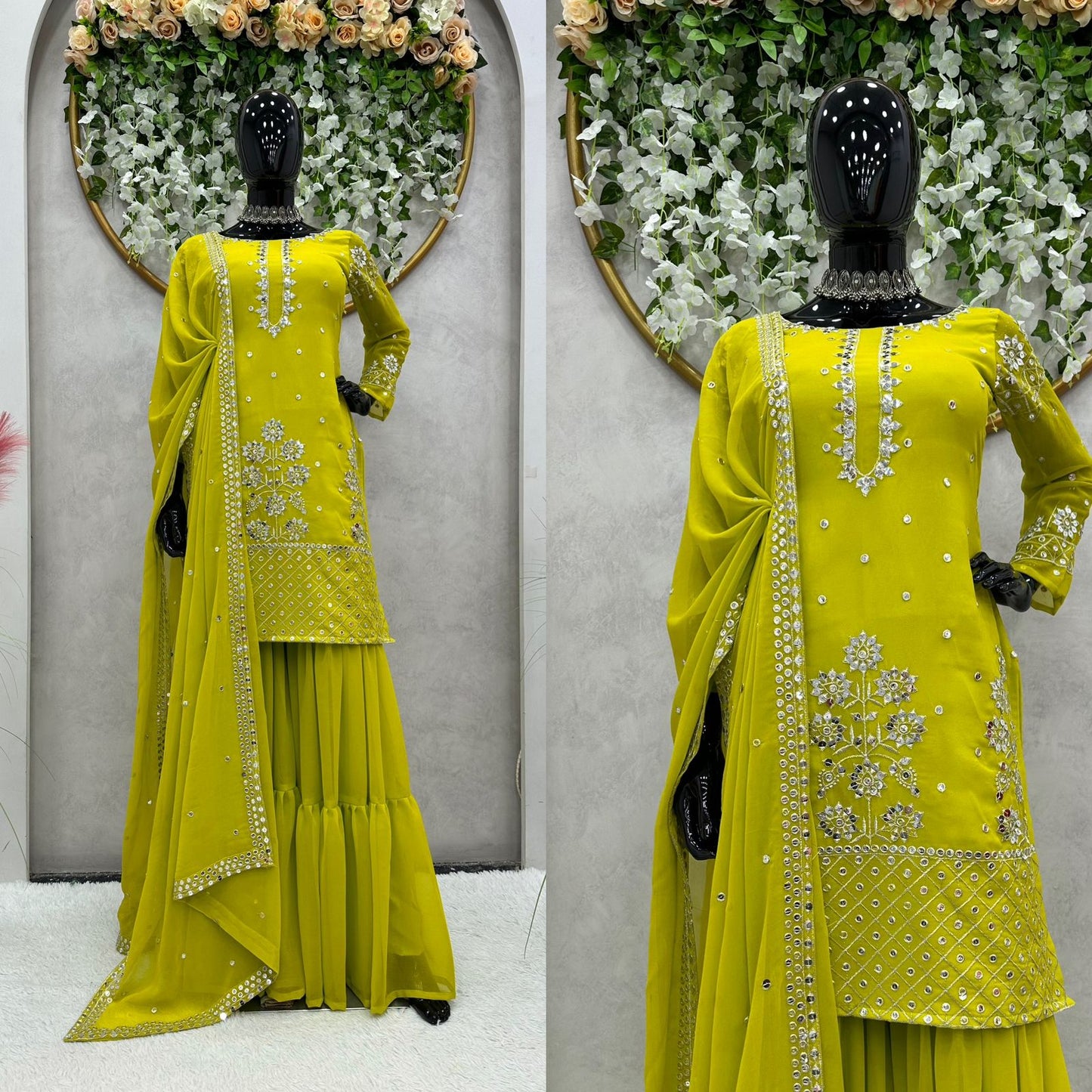 Exquisite Suit Design: Faux Georgette Ensemble