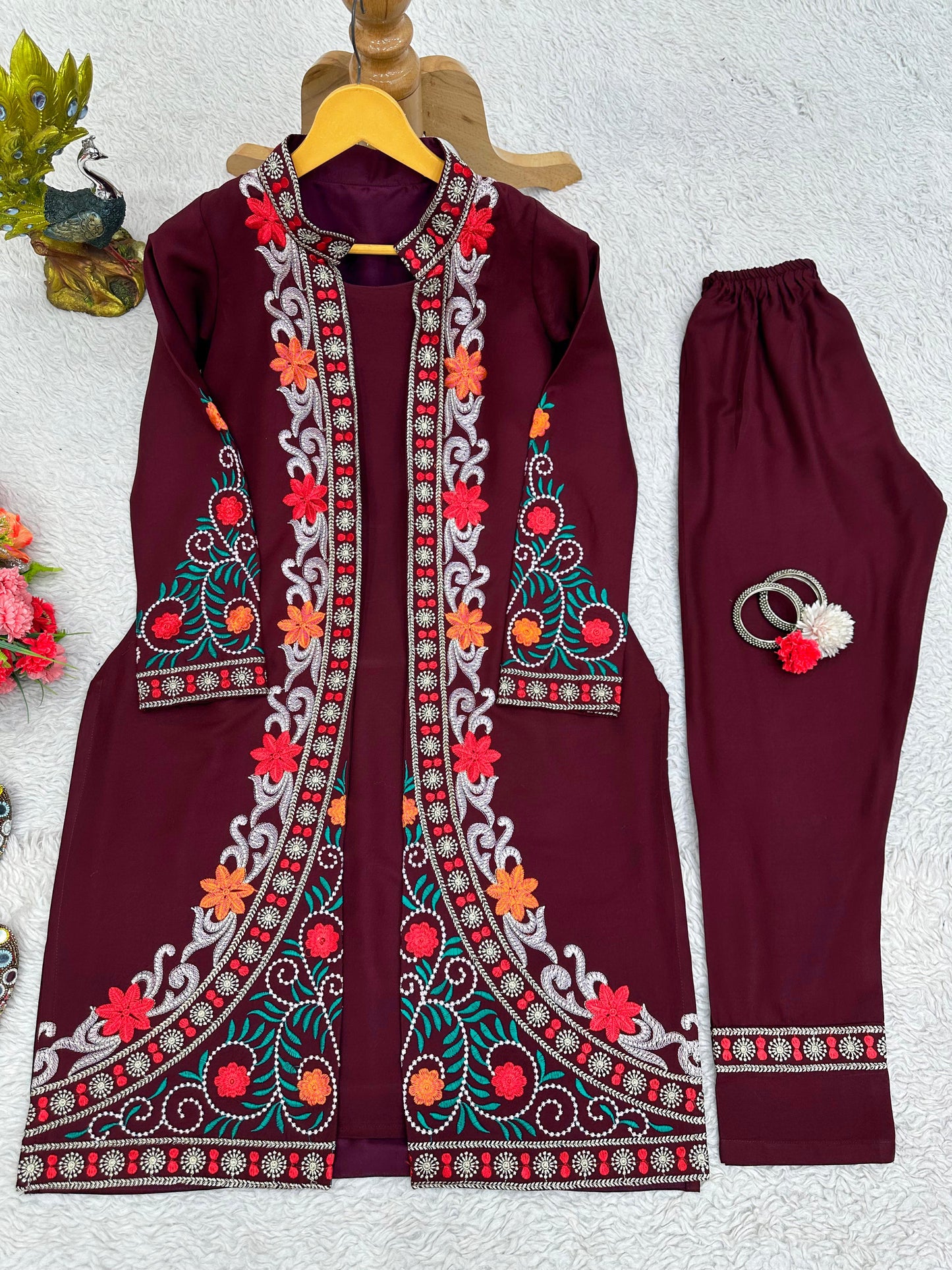 Elegant Rayon Designer Suit Set