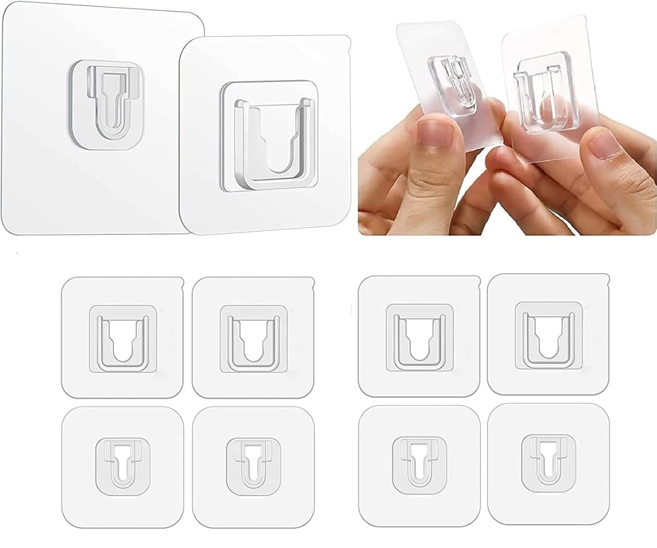 Amezia 2.54 cm Transparent Self Adhesive Waterproof Plastic Male/Female Self Adhesive Sticker (Pack of 8)