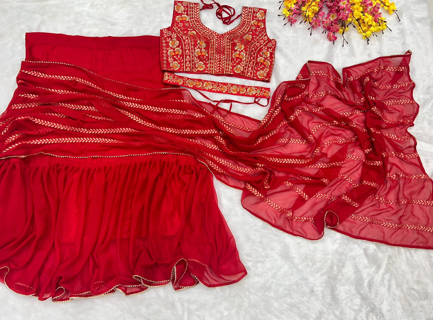 New Super hit Embroidery Chapat Zari work Lehengha choli - Dharti Bandhani