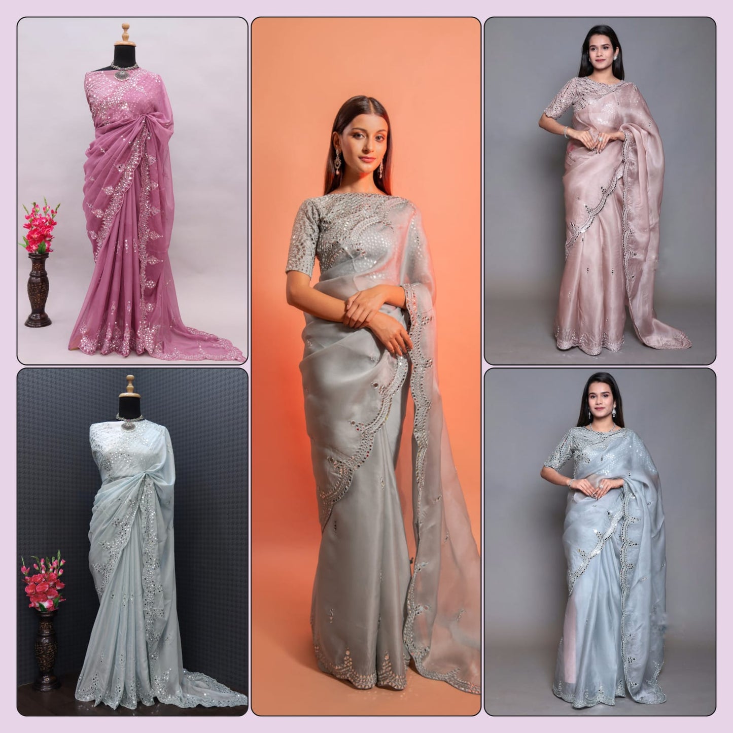 New Triangle Mirror Saree - Dharti Bandhani