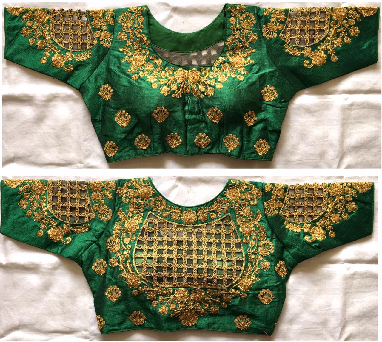 BLOUSE HAS HANDWORK CUTWORK THREAD AND CODING WORK - Dharti Bandhani