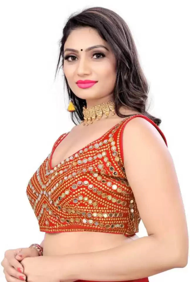 Blouse Design Real V Mirror - Dharti Bandhani