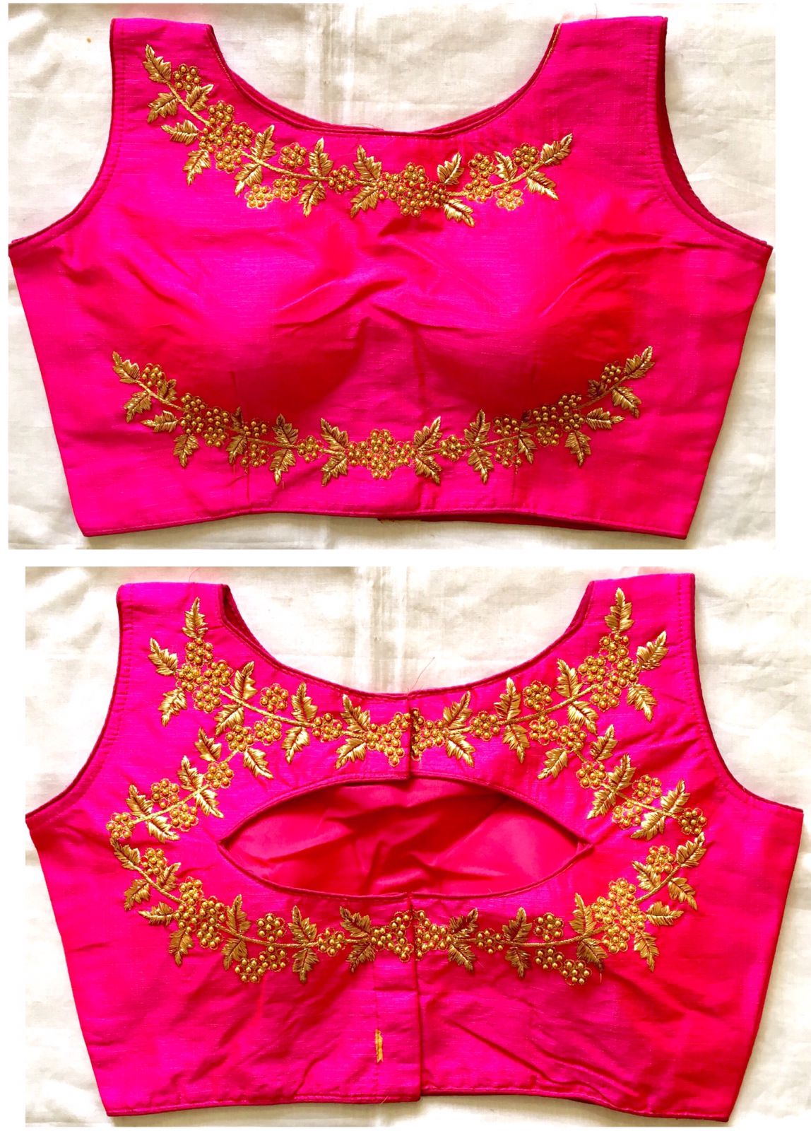 Blouse has sequance , jari and thread work