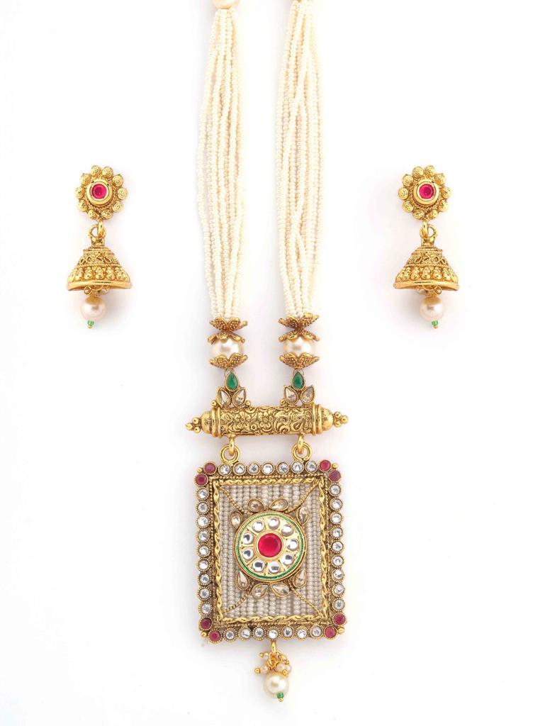 Fancy Moti Mala Long Set