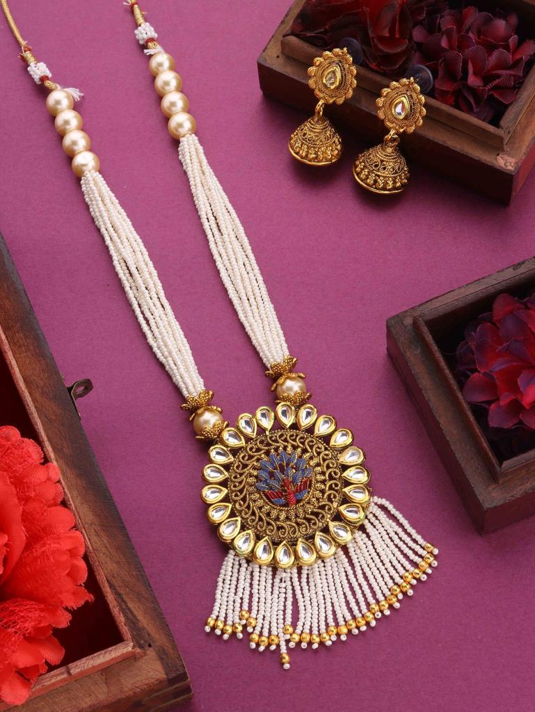 Fancy Designer Moti Mala Long Set
