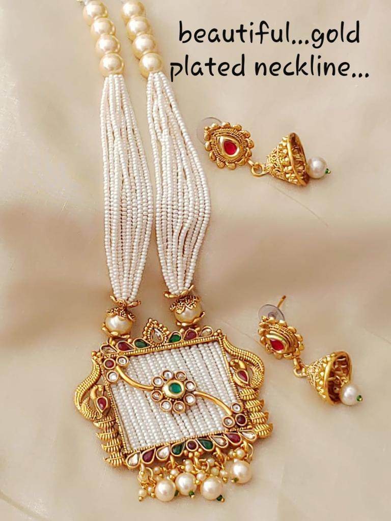 Fancy Moti Mala Long Set