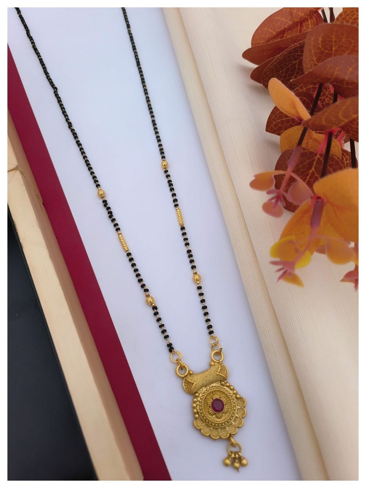 Fancy Dokiya Mangalsutra Designs Gold Plated Brass