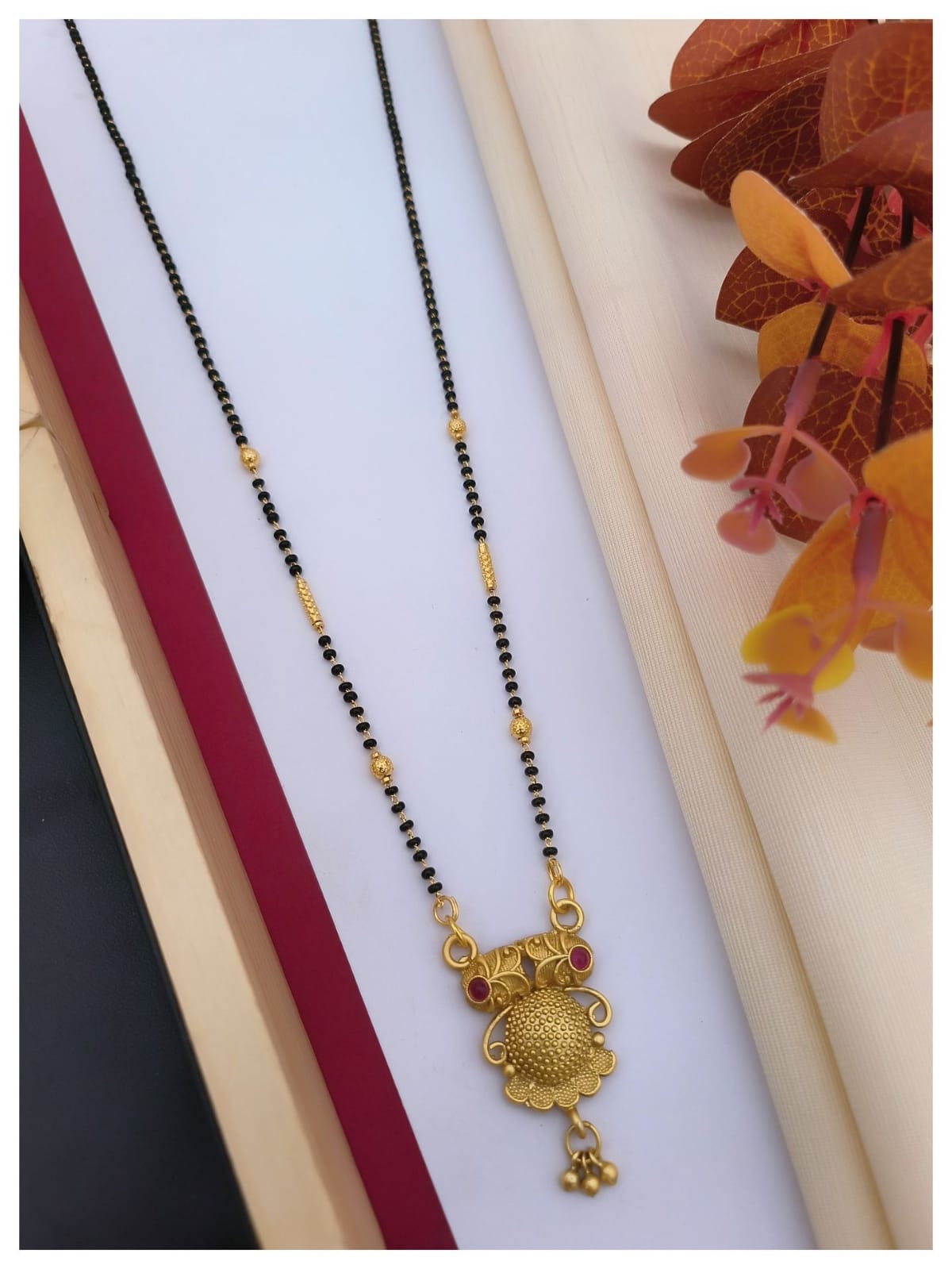 Fancy Dokiya Mangalsutra Designs Gold Plated Brass