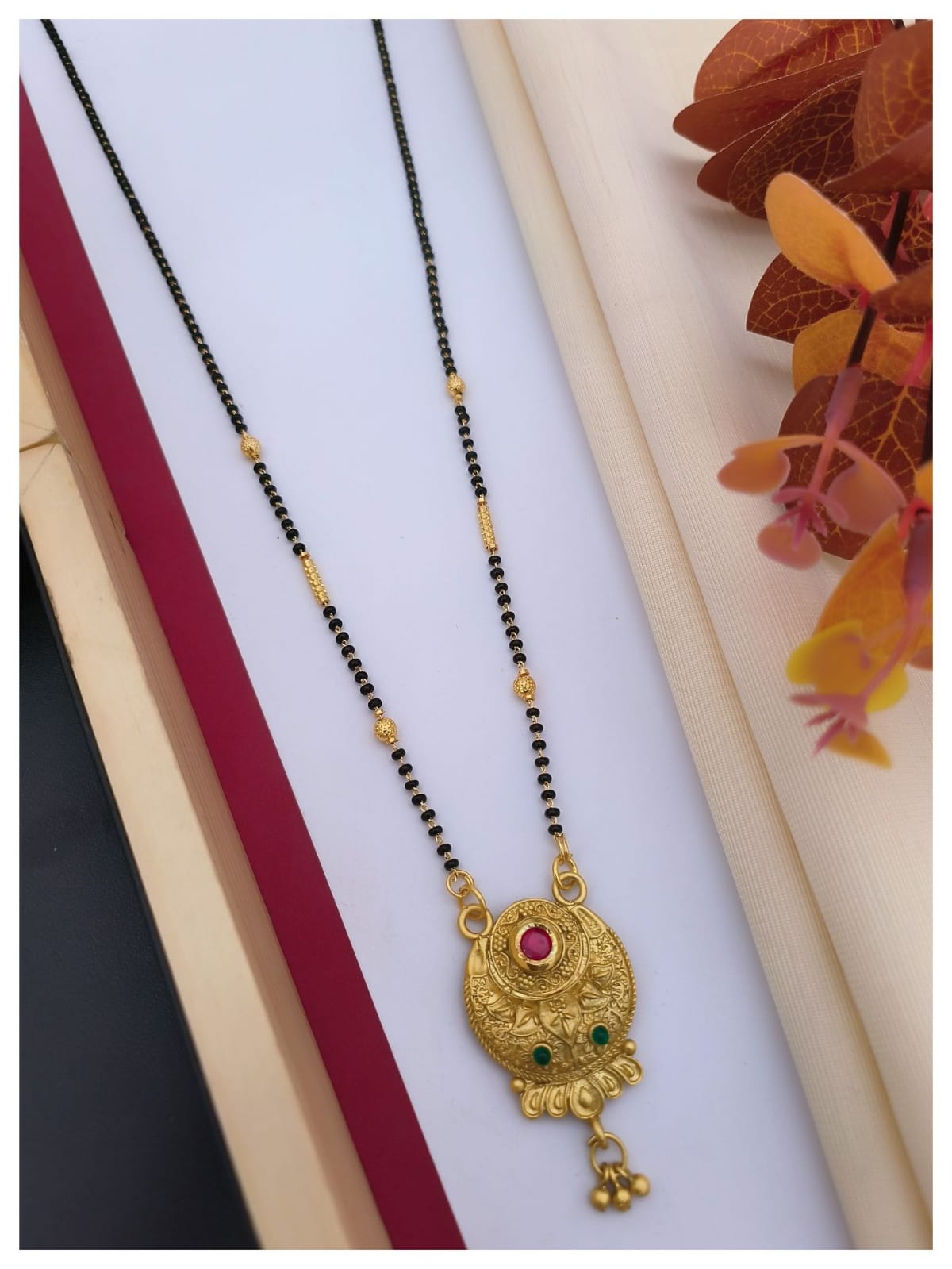 Fancy Dokiya Mangalsutra Designs Gold Plated Brass