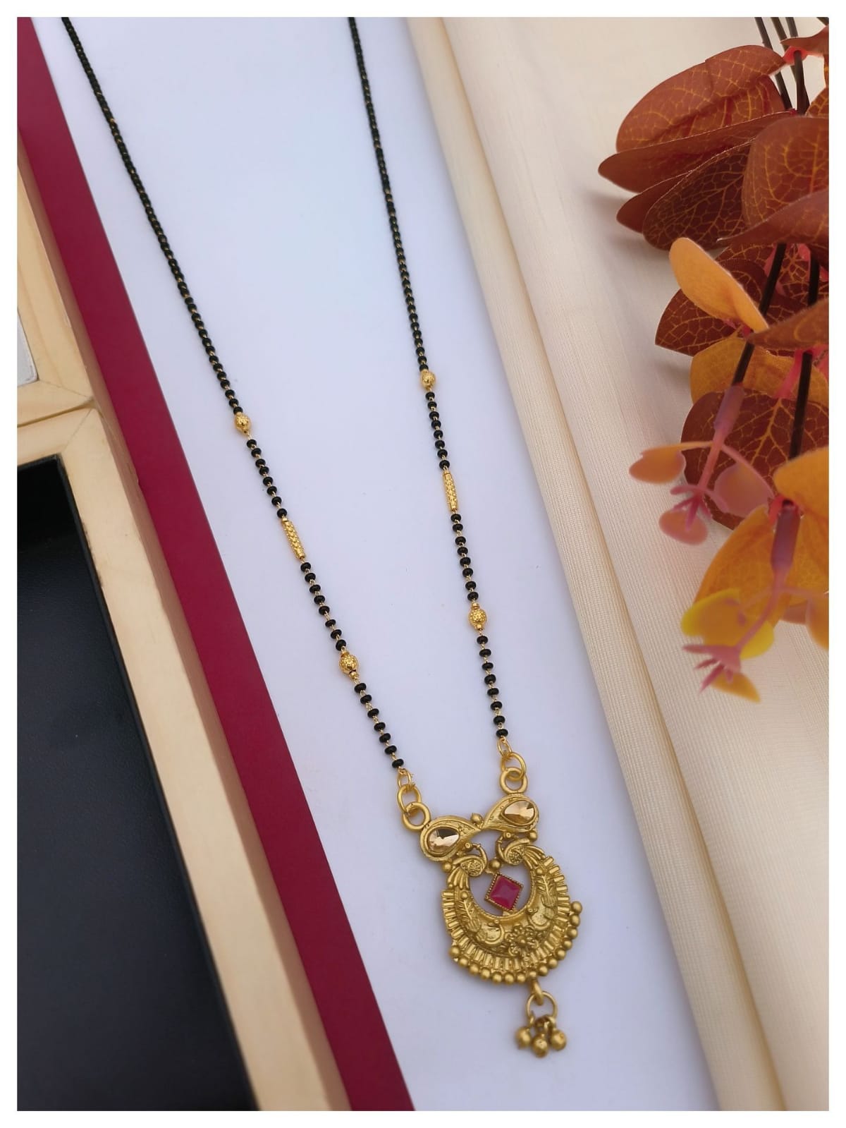 Traditional Long Mangalsutra DOKIYA Designs Gold Plated Brass