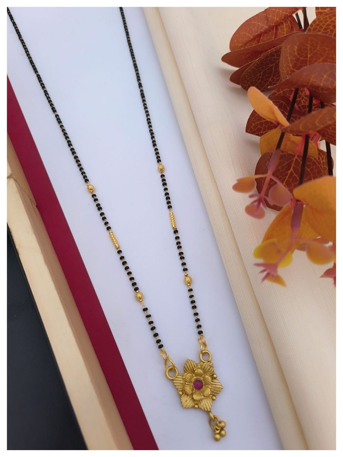 Traditional Long Mangalsutra DOKIYA Designs Gold Plated Brass