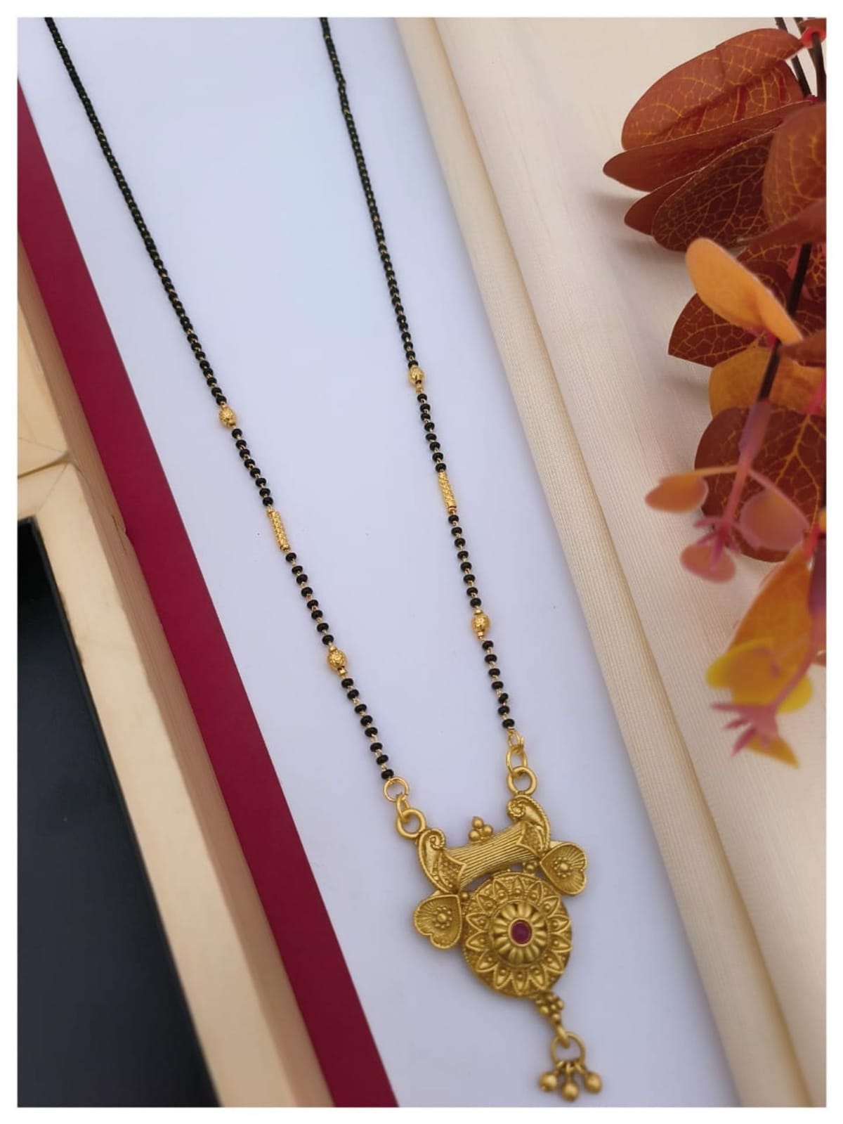 Traditional Long Mangalsutra DOKIYA Designs Gold Plated Brass