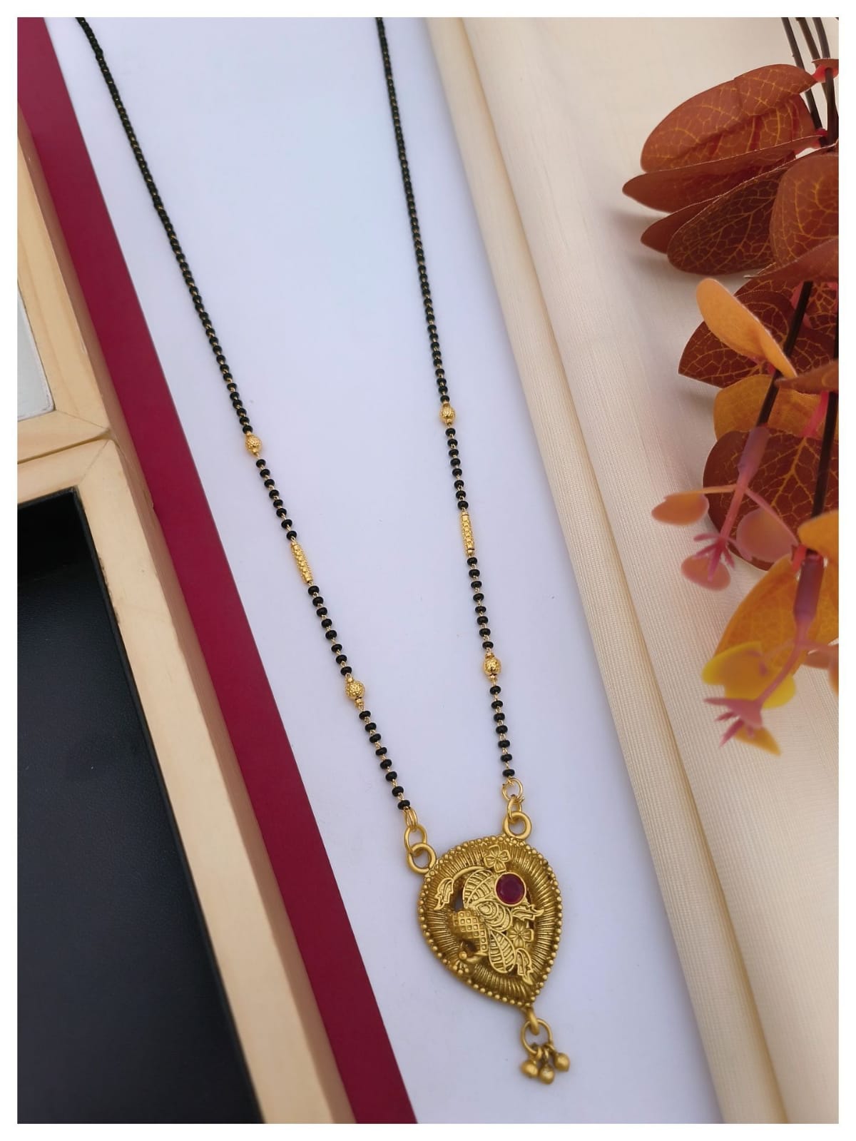 Traditional Long Mangalsutra DOKIYA Designs Gold Plated Brass