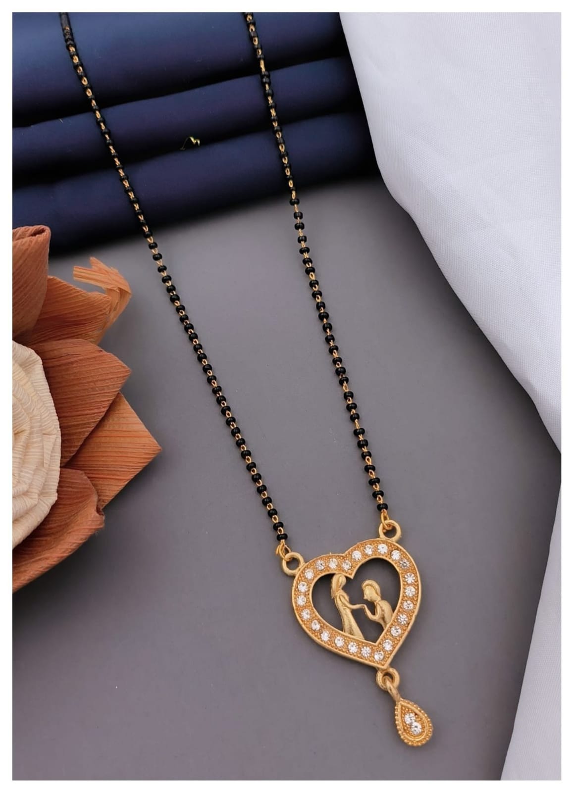 Traditional Long Mangalsutra DOKIYA Designs Gold Plated Brass