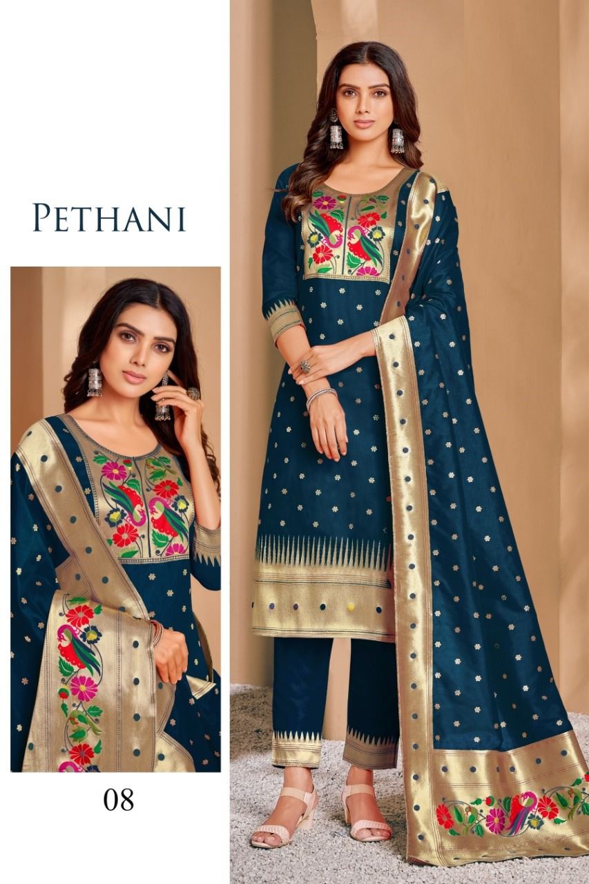 Original Paithani Work Dress Material