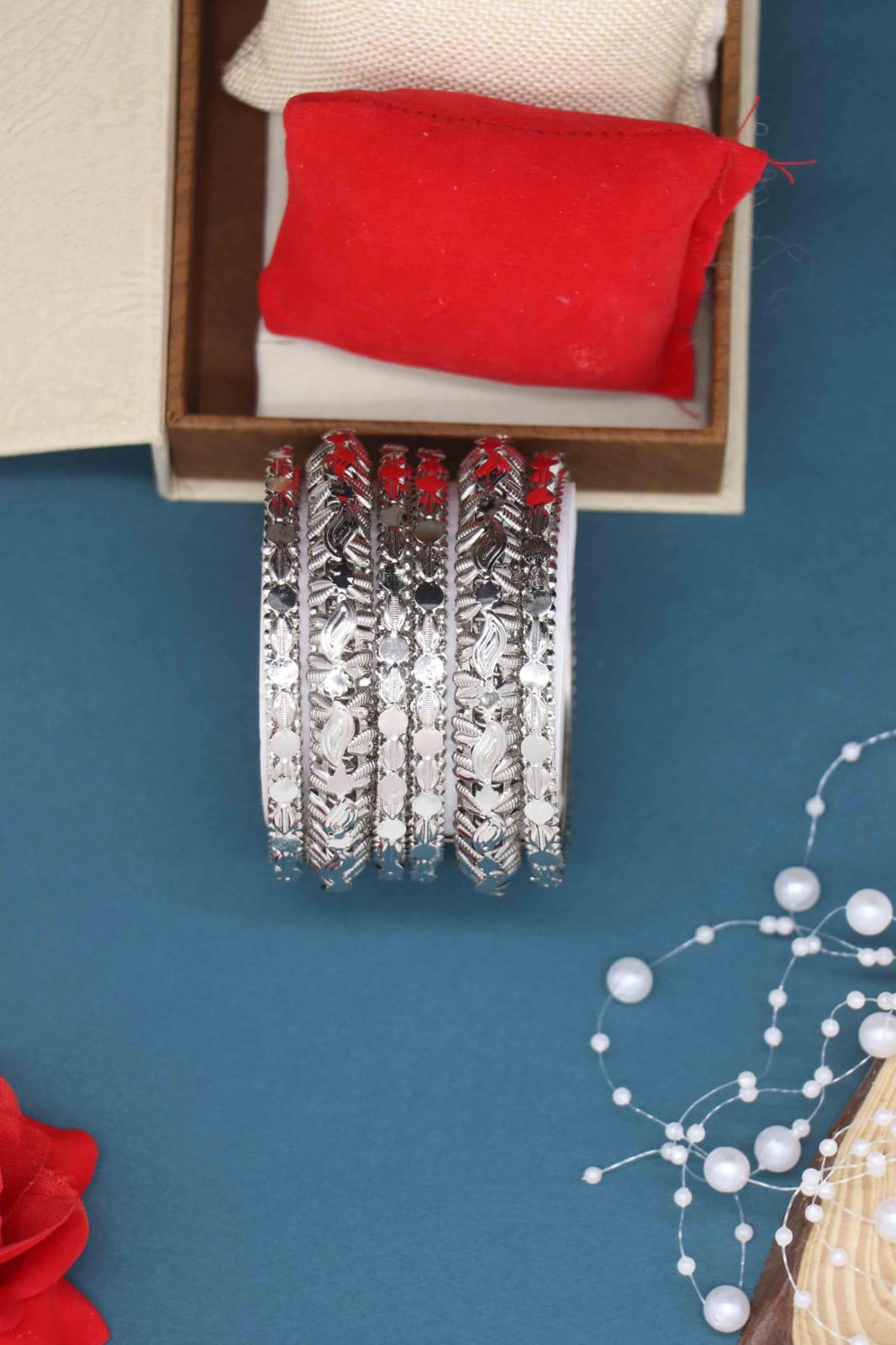 Brass Silver Plated and Cubic Zirconia Bangles for Women & Girls