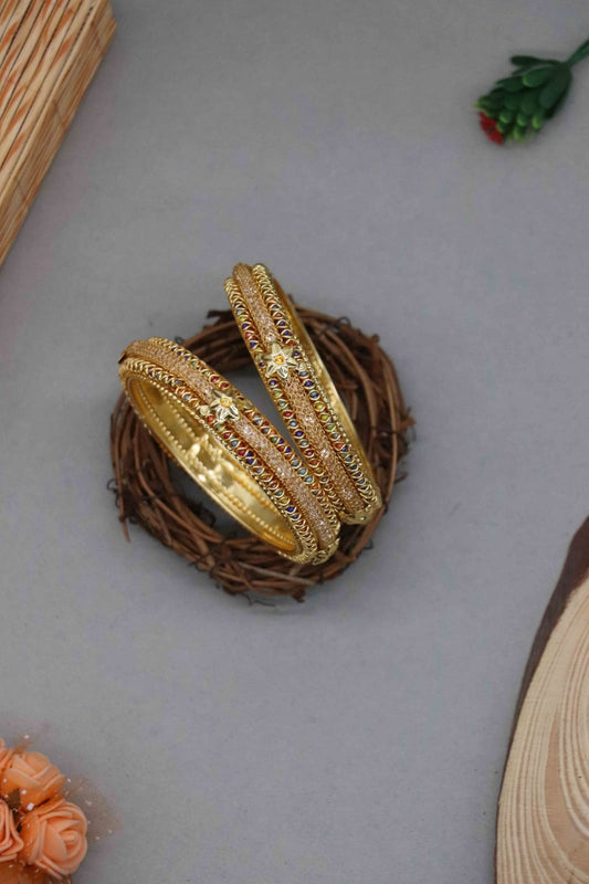 Shining Jewel Fashion Gold Plated Traditional Designer Bangles for Women
