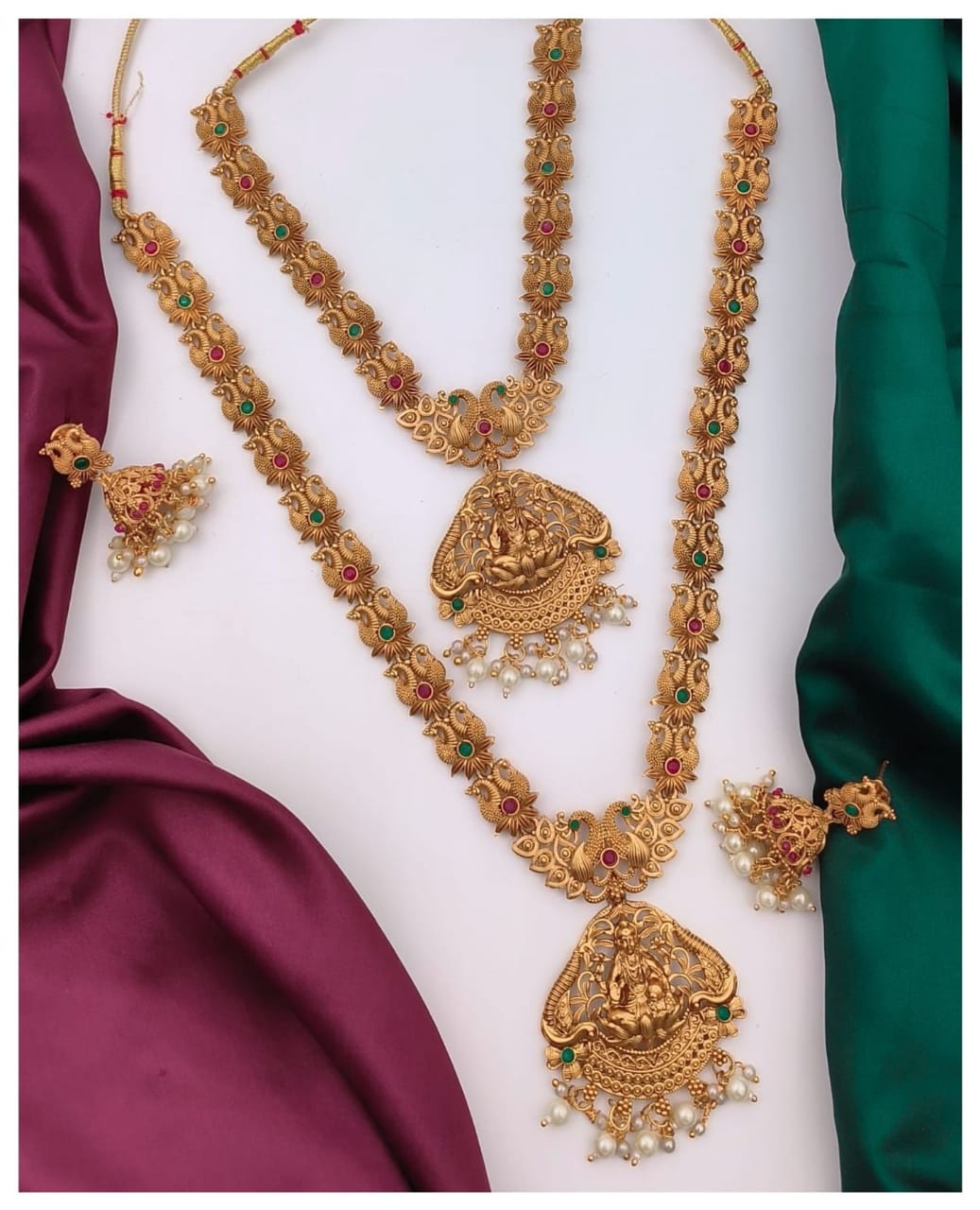 Shining Diva Fashion Latest Combo Design Pearl Necklace Set for Women Traditional Gold Plated Jewellery Set for Women (Multicolor)