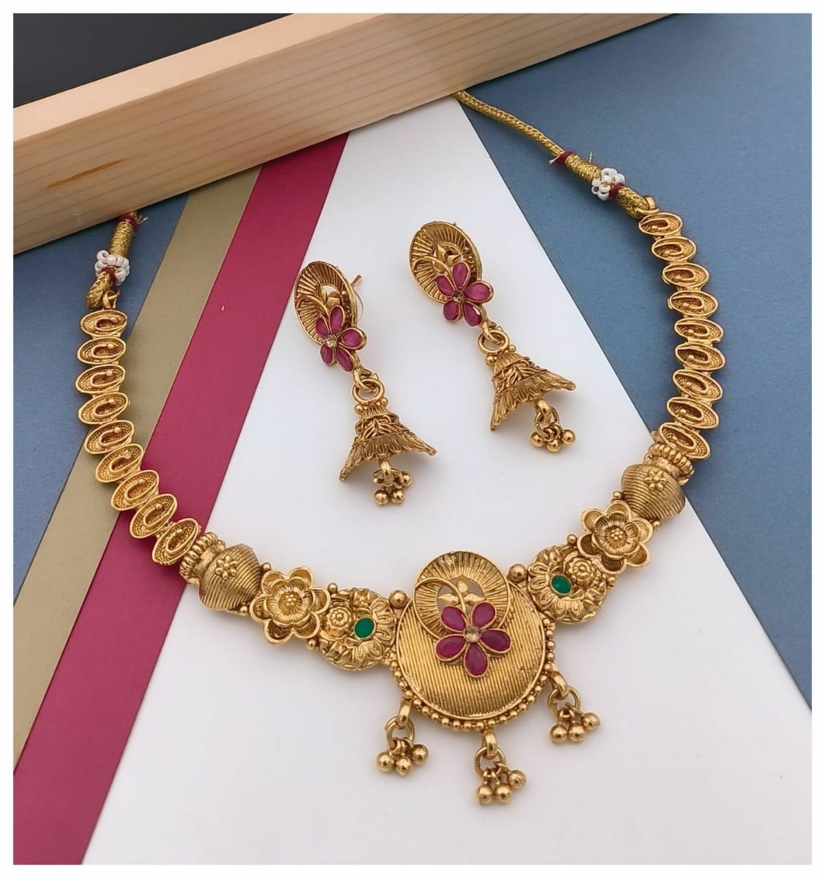 Long Maharani Temple Coin Necklace, Set For Women and Girls