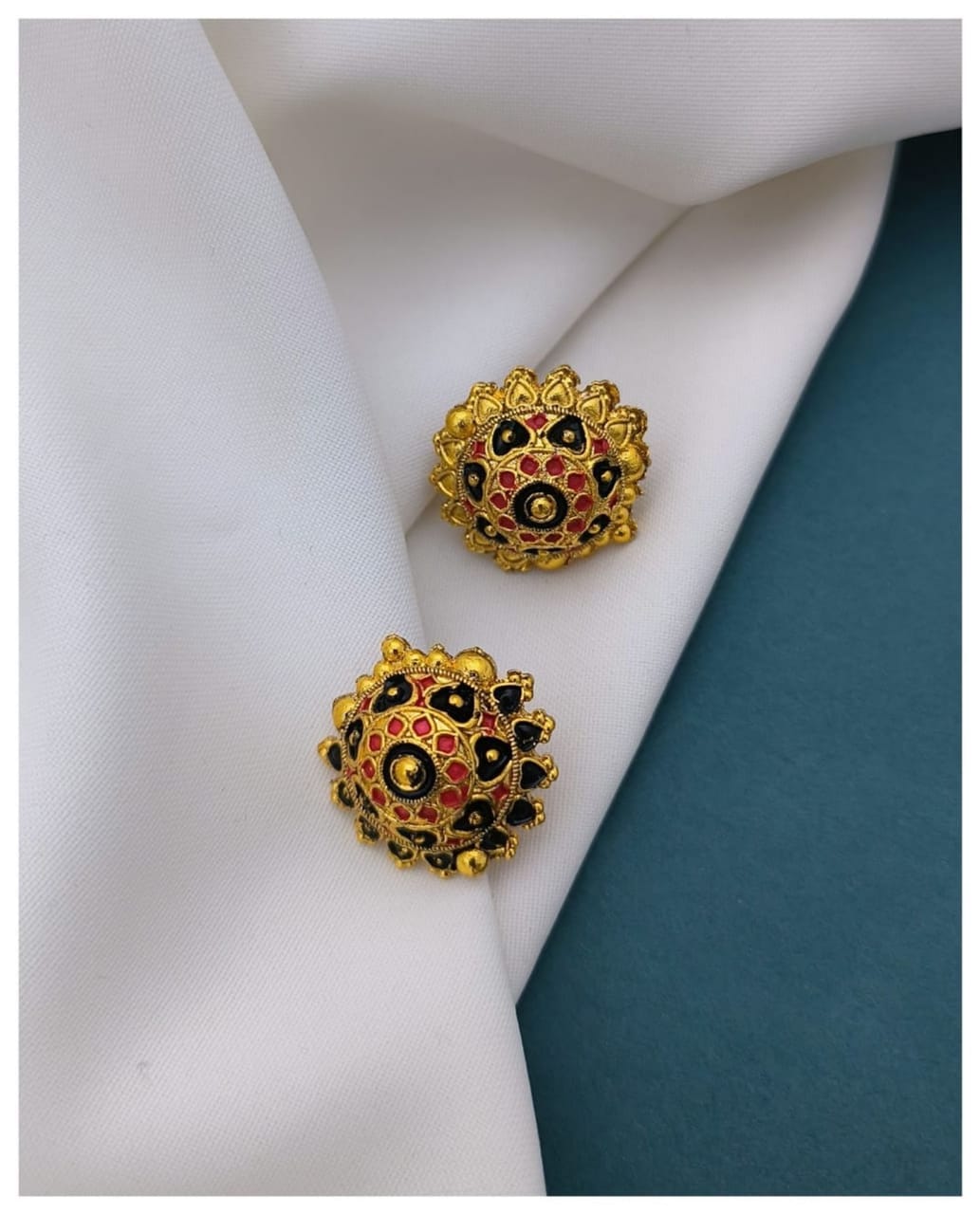 Ruby Meenakari South Indian Screw Back Studs Tops Stud Fashion Stylish Women and Girls