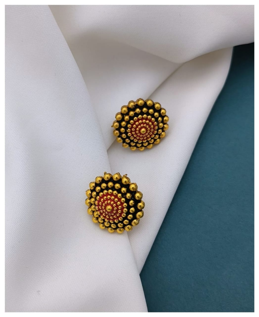 Copper Gold Plated Ruby Earrings For Women & Girls
