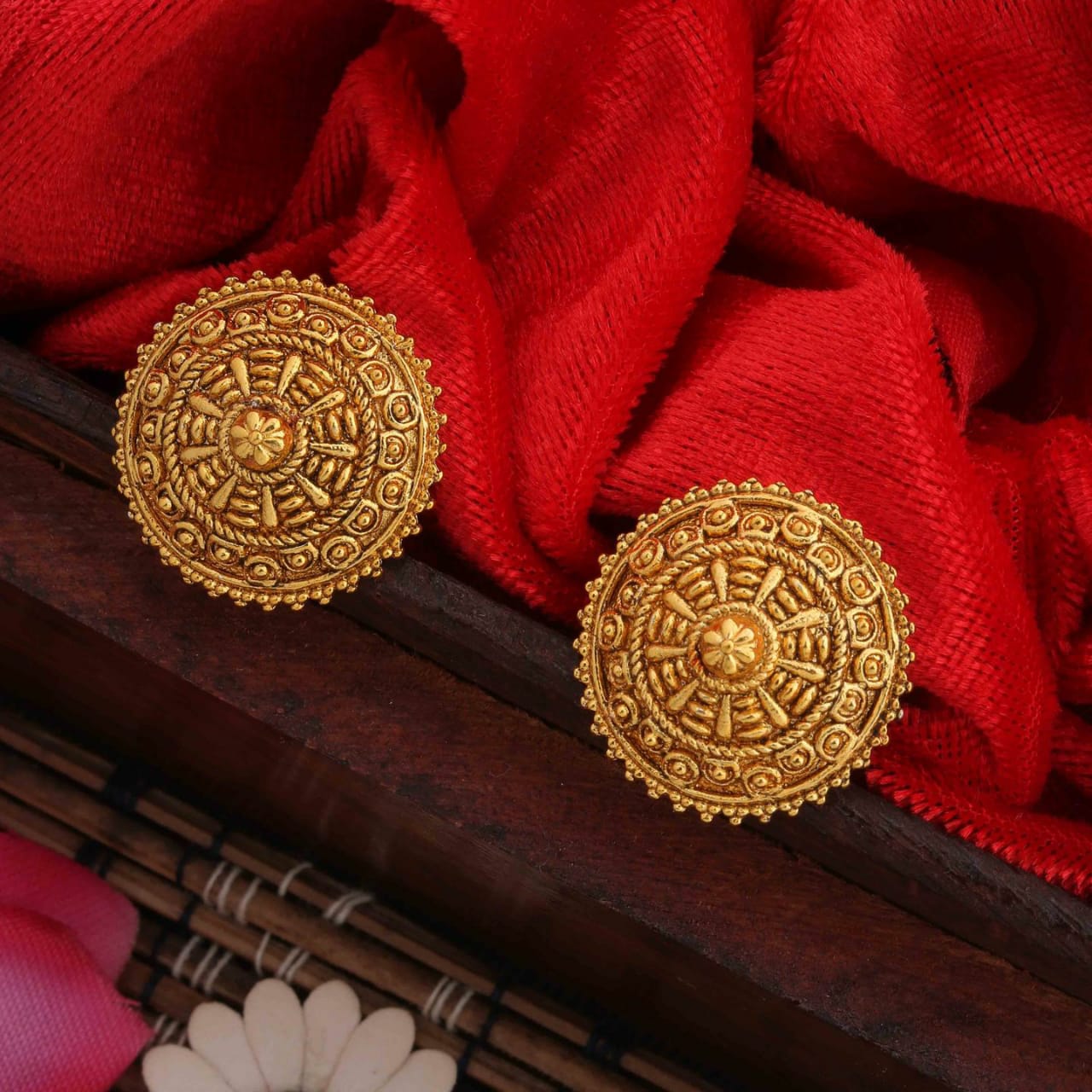 Fashion Sterling Copper Gold Plated Ruby Earrings For Women & Girls