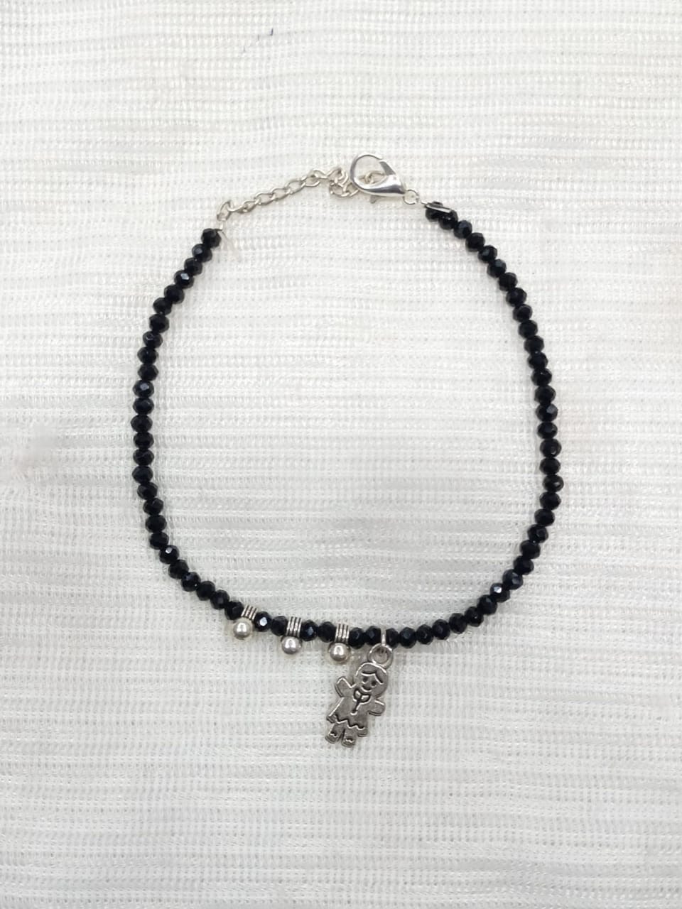 Silver Beads Crystal Sterling Silver Nazariya Anklet Payal for Women