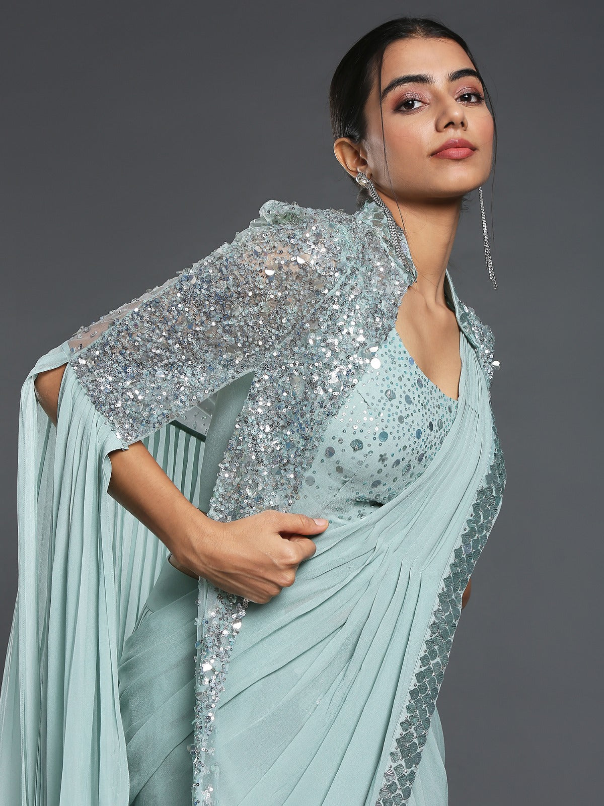 Hevy Butterfly Net With Georget Saree