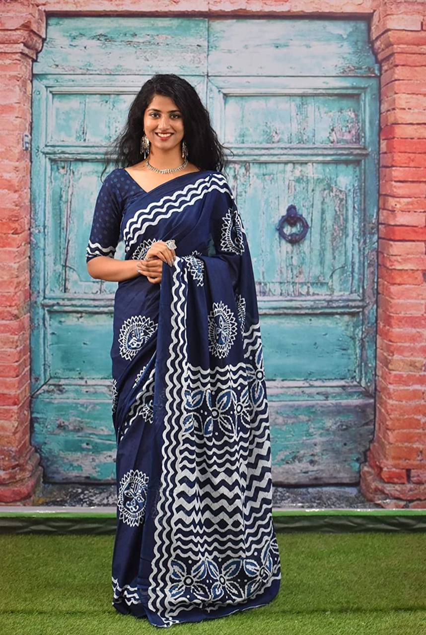 Blue Soft Pure Cotton Saree