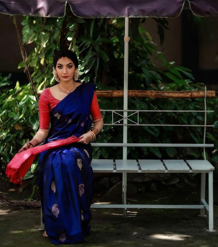 Soft Blue Beautiful Rich Pallu Saree