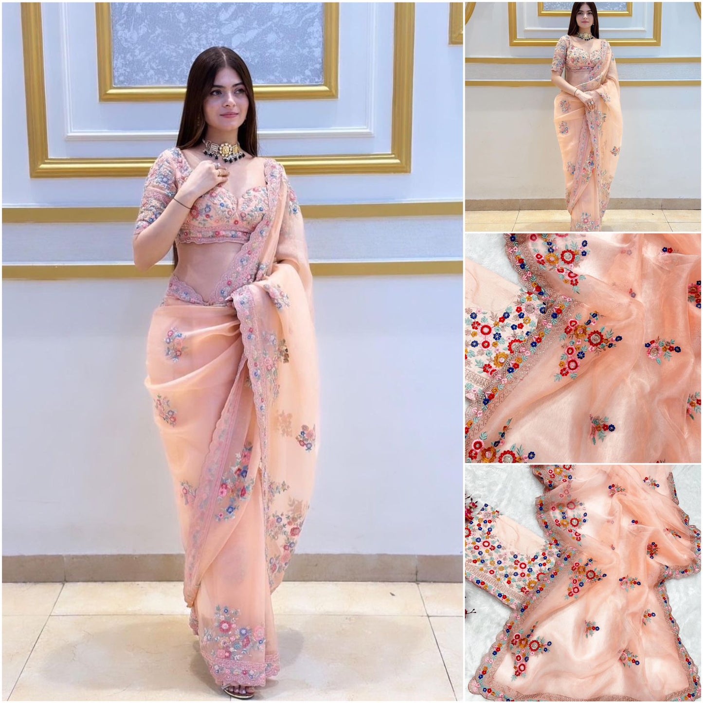 Peach Super Trending Designer Saree
