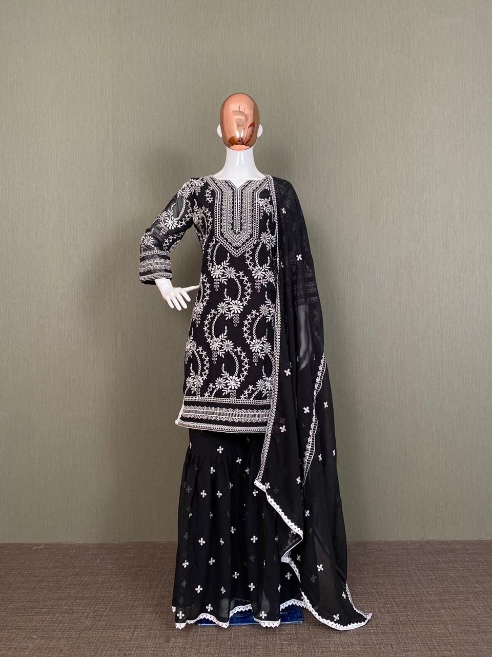 Georgette Desiner Trending Heavy Cotton Thread Embrodery Work Suit