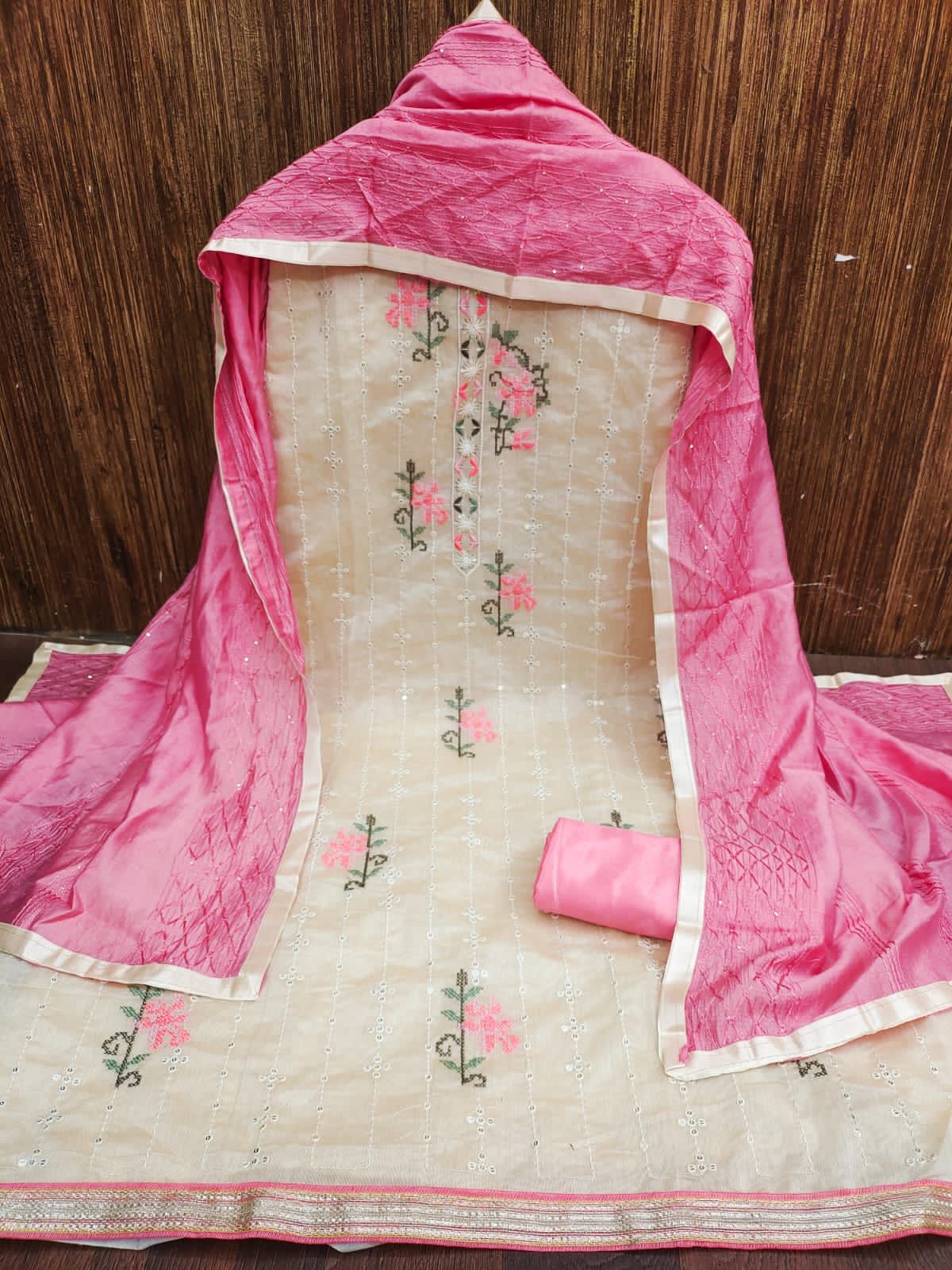 New Modal Chanderi Silk Dress Material