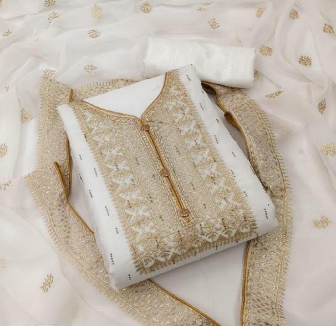 Georgette Neck Dress Material Suit For Women