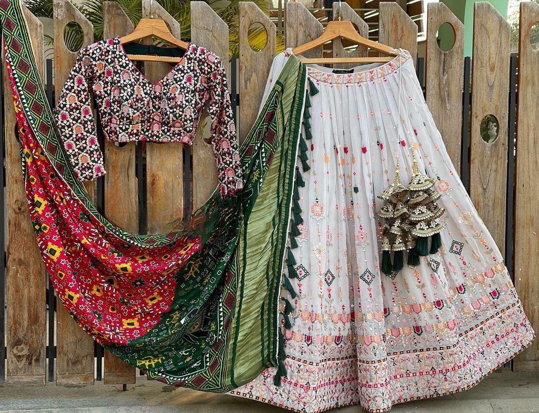 Designer Georgette Heavy Sequence Embroidery Multi threads Embroidery Work Lehengha Choli Set