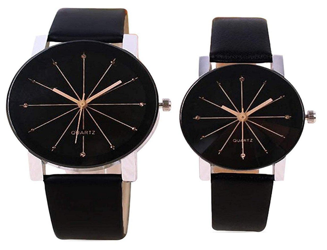 Mikado Analogue Men's & Women's Watch (Black Dial Black Colored Strap) (Pack of 2)