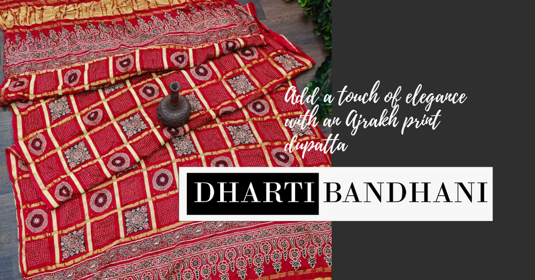 Experience the beauty of tradition with an Ajrakh print dupatta