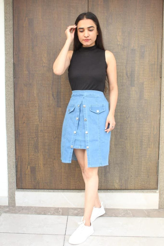 Trendy Latest Women Western Blue Denim Fancy Skirts/Shorts For Girls